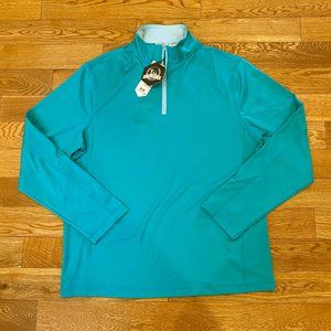 Rorie Whelan Golf Quarter Zip Baltic Teal Long Sleeve Pullover Men's L NWT